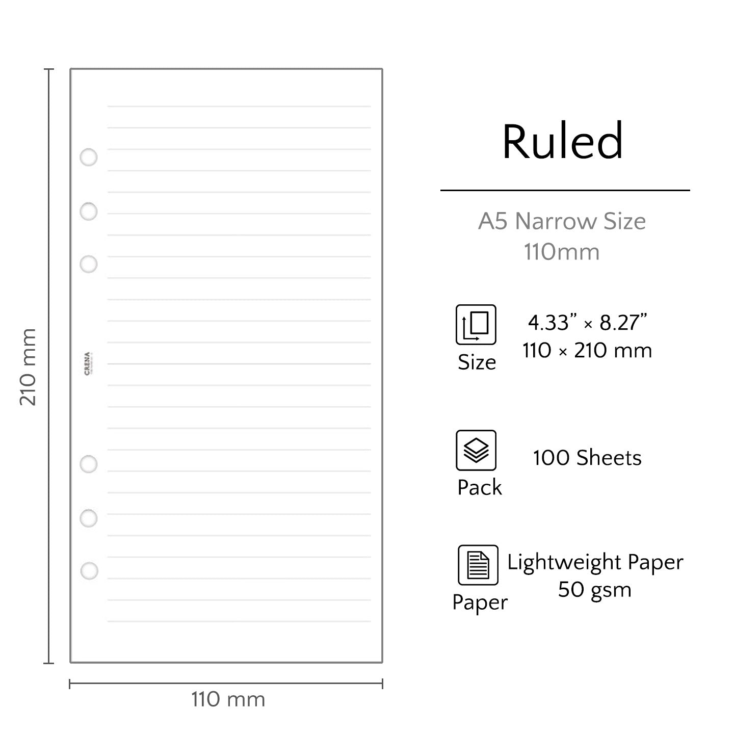 A5 Narrow Refills | Lightweight