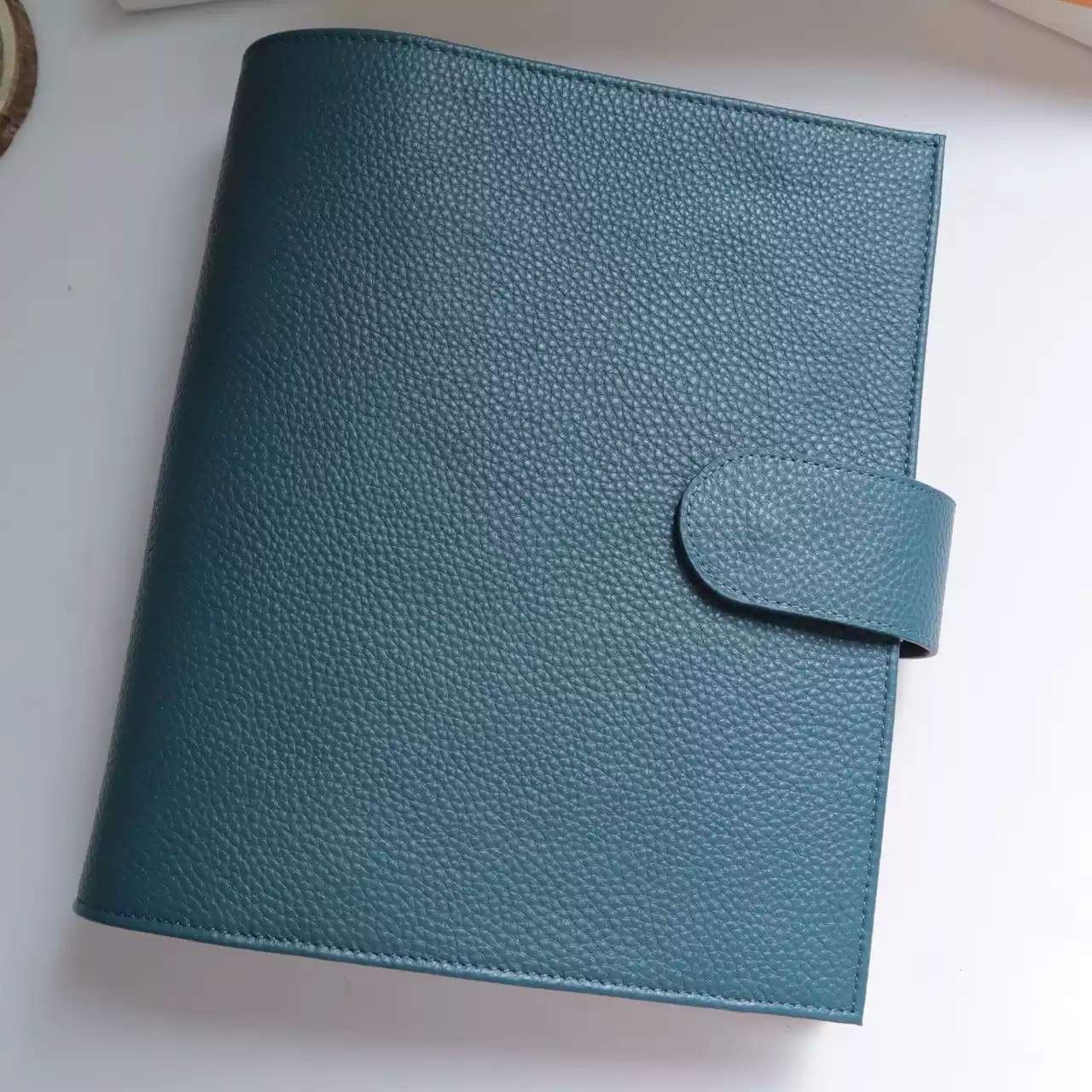 Leather Journal Planner Cover | Half Letter/A5 | Peacock blue&Pink