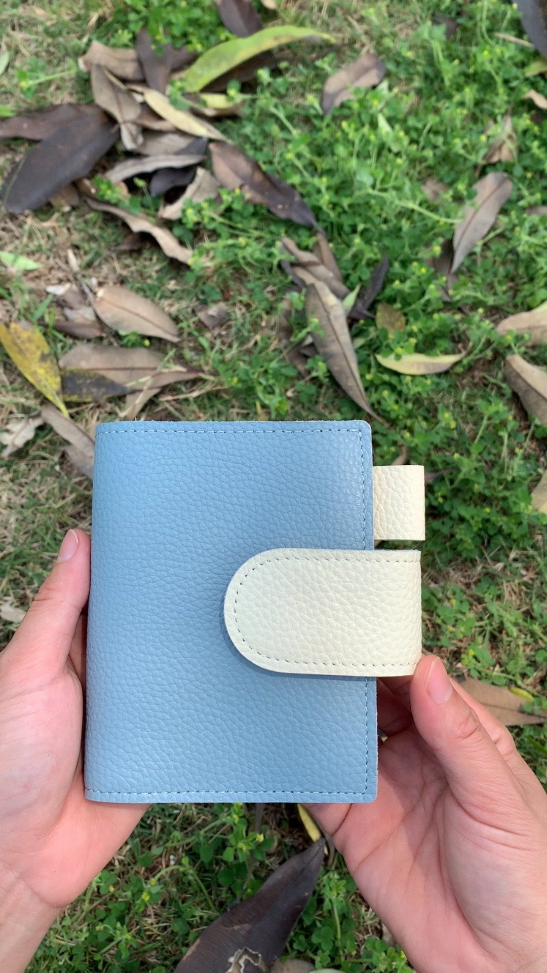 Leather Journal Planner Cover | Mini/A8 | Sky blue&White