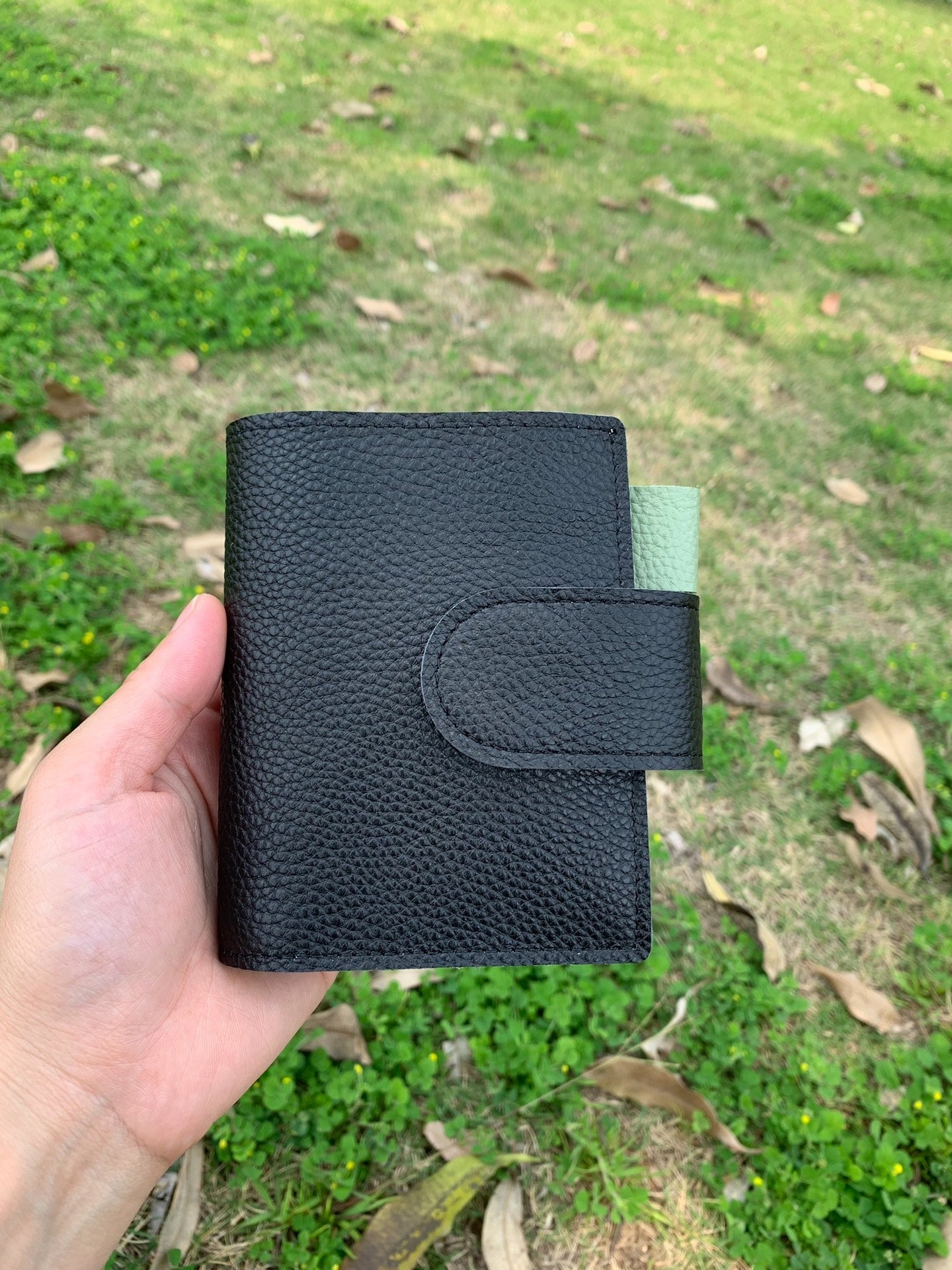 Leather Journal Planner Cover | Mini/A8 | Black&Mint green