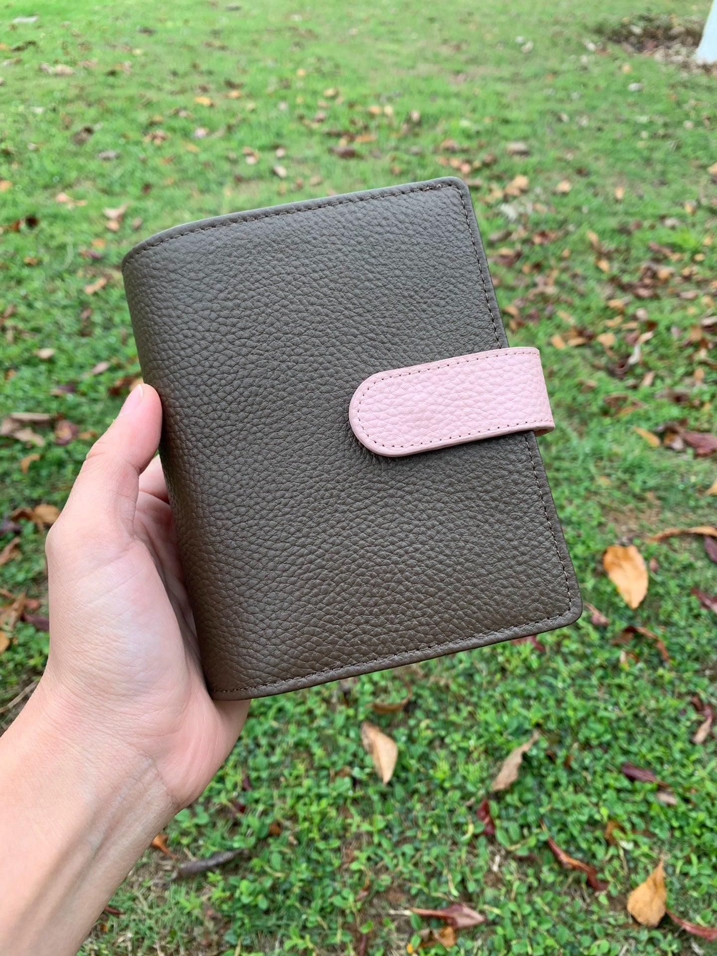 Leather Journal Planner Cover | Mini/A8 | Light brown&Pink