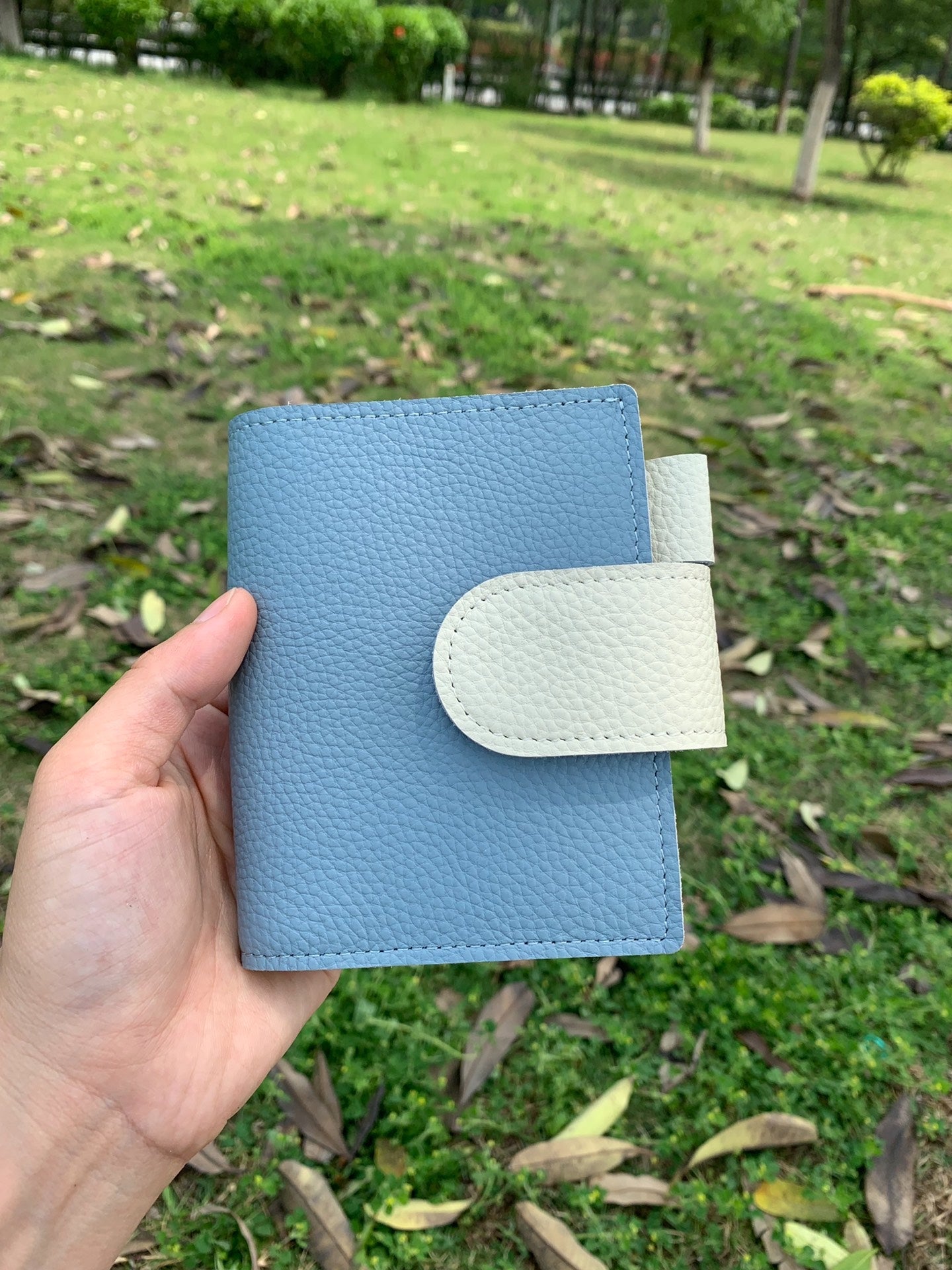 Leather Journal Planner Cover | Mini/A8 | Sky blue&White