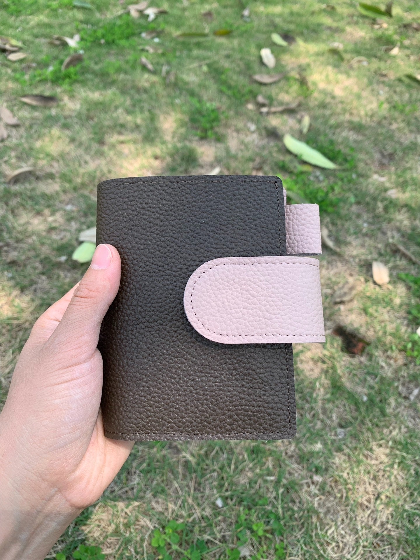 Leather Journal Planner Cover | Mini/A8 | Coffee color&Pink