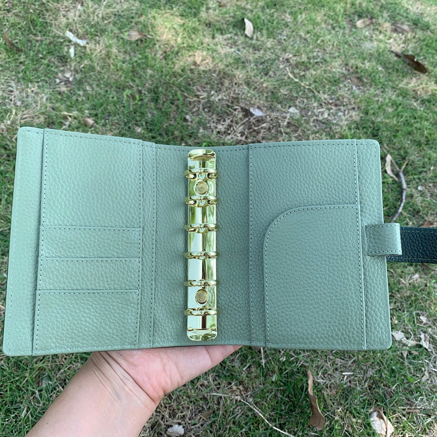 Leather Journal Planner Cover | Pocket/A7 | Green&Mint green