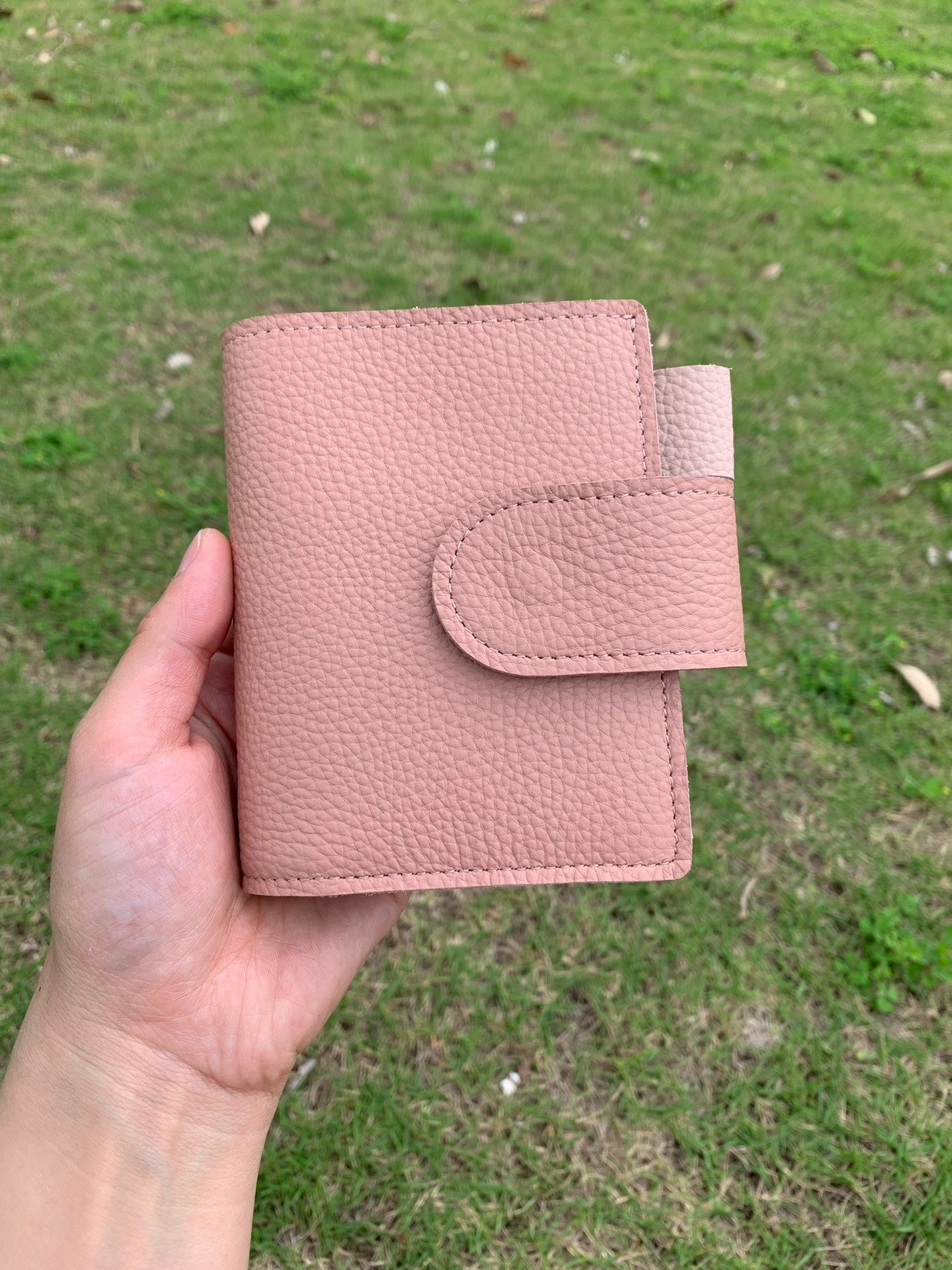 Leather Journal Planner Cover | Mini/A8 | Dusty pink&Pink