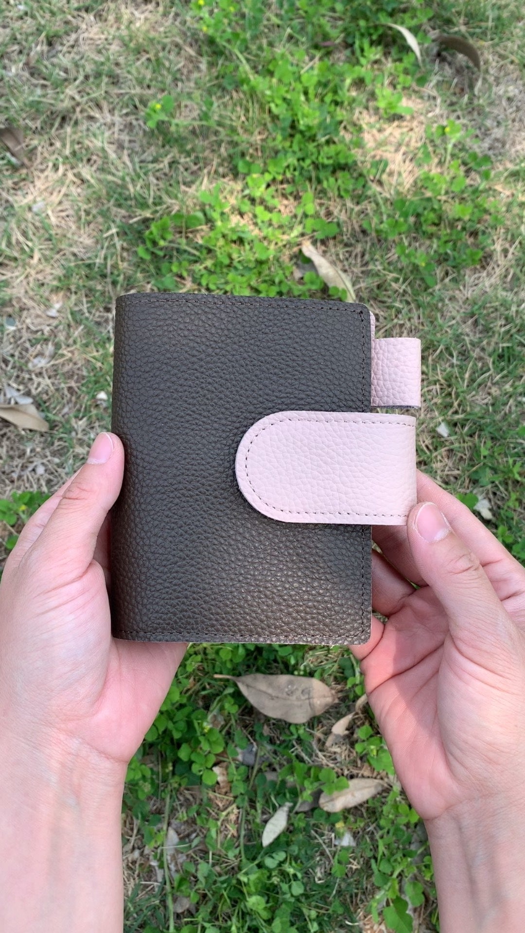 Leather Journal Planner Cover | Mini/A8 | Coffee color&Pink