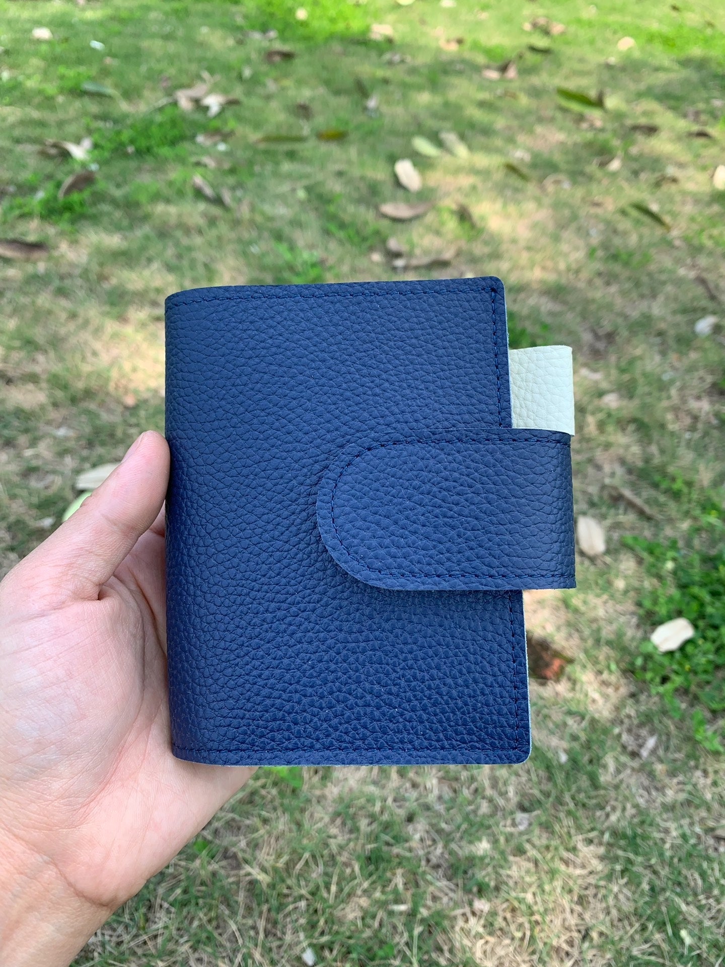 Leather Journal Planner Cover | Mini/A8 | Navy blue&White