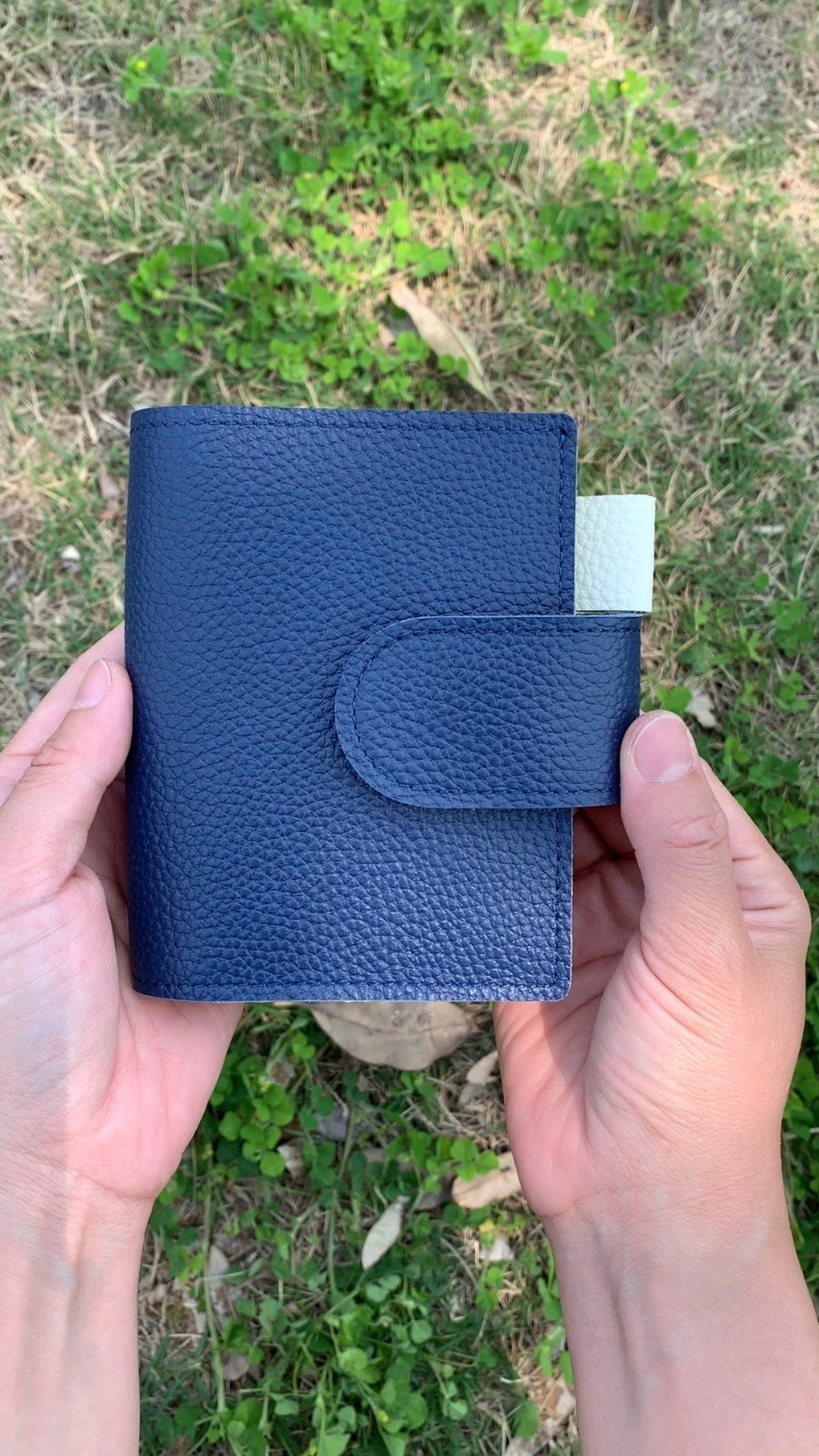 Leather Journal Planner Cover | Mini/A8 | Navy blue&White