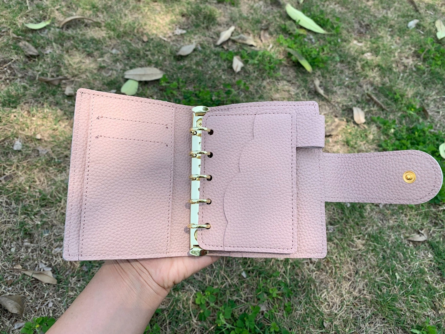 Leather Journal Planner Cover | Mini/A8 | Forest green&Pink