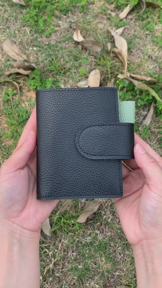 Leather Journal Planner Cover | Mini/A8 | Black&Mint green