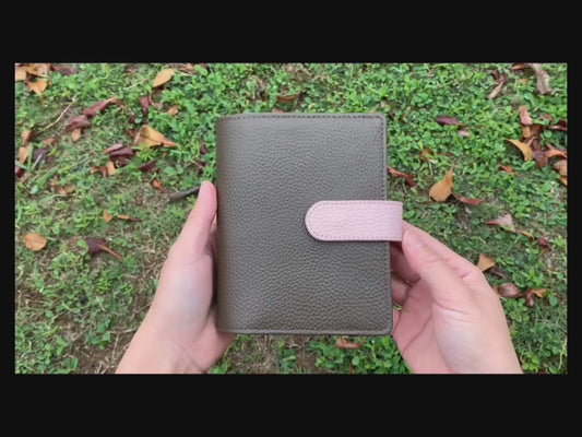 Leather Journal Planner Cover | Mini/A8 | Light brown&Pink