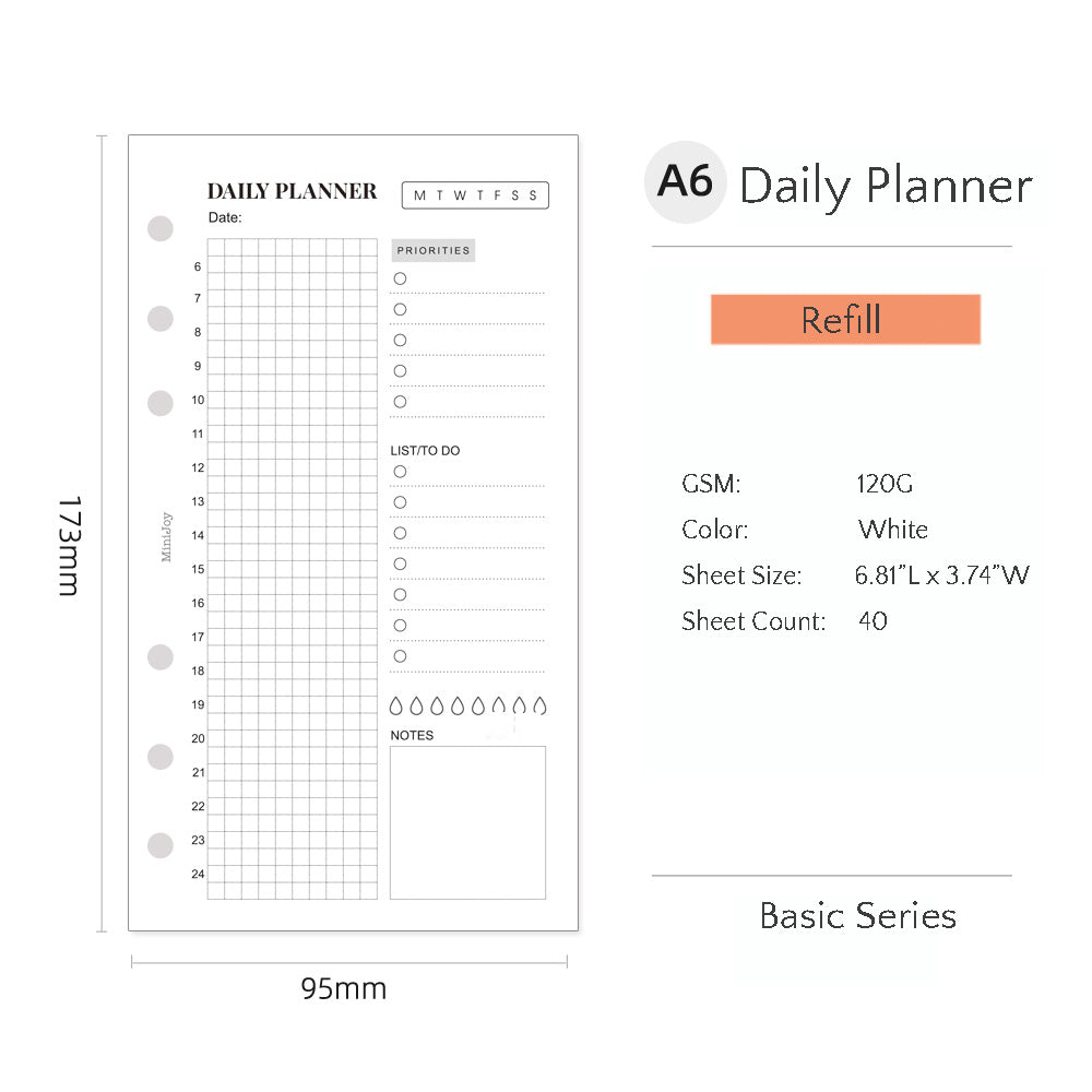 A5/A6/A7 Refills | Minimal Daily Planner