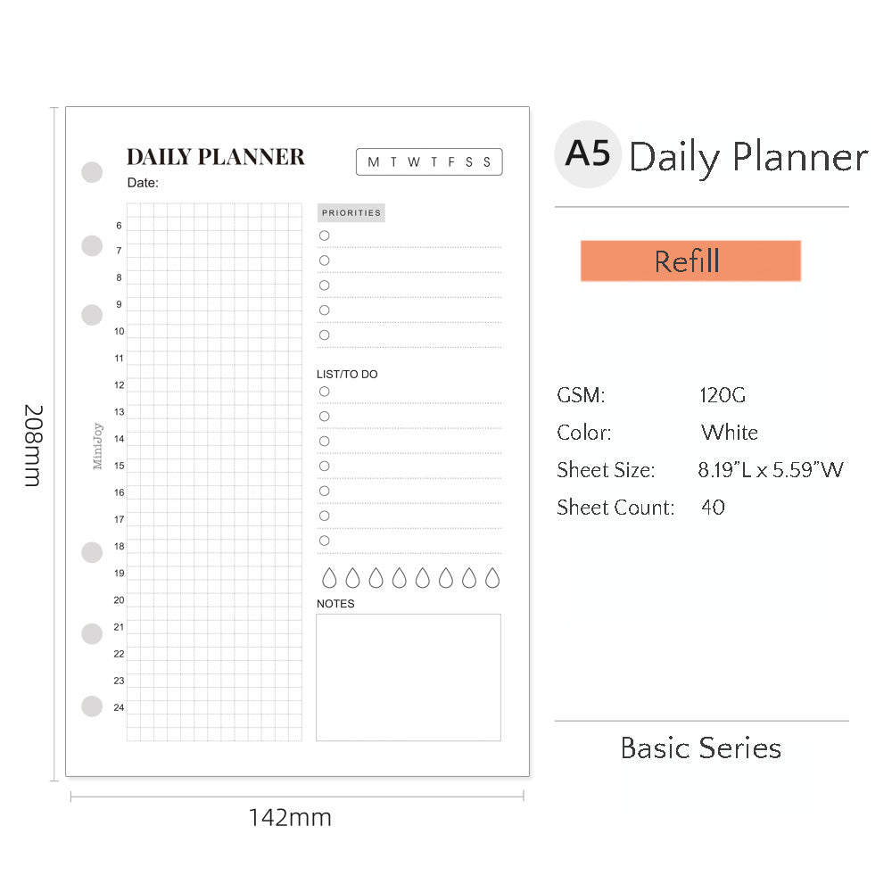 A5/A6/A7 Refills | Minimal Daily Planner