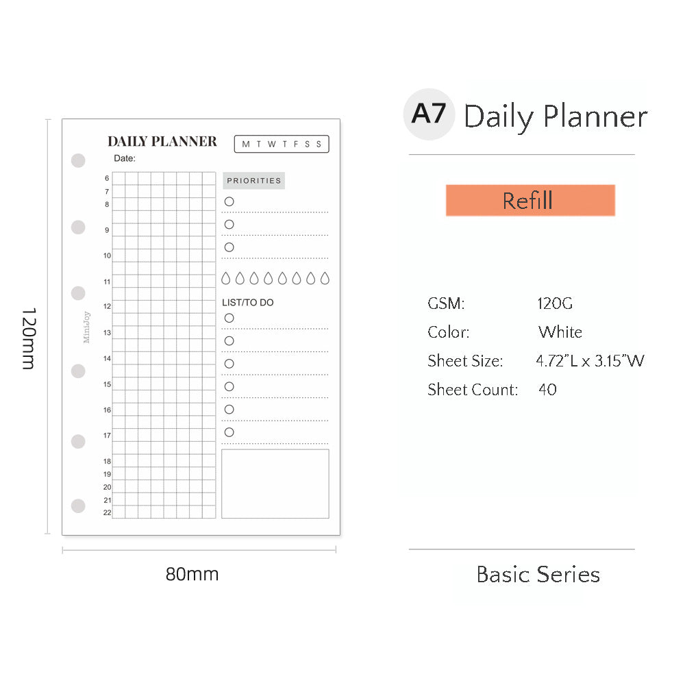 A5/A6/A7 Refills | Minimal Daily Planner