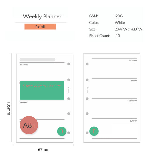 Mini/A8 Refills | Weekly Planner